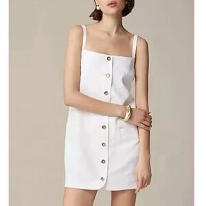J.Crew Linen Claudia Dress in White Size Large Sleeveless Shift